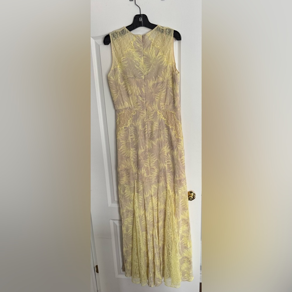 BCBG Yellow Floral Lace Prom Dress - Picture 3 of 10